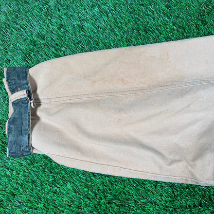 1990s LL Bean Beige Corduroy Button Green Collar Up Jacket Size Large USED v9392