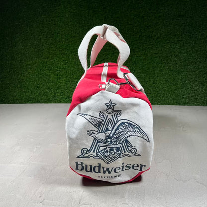 2009 Supreme Budweiser Red/White Duffle Bag USED x18294