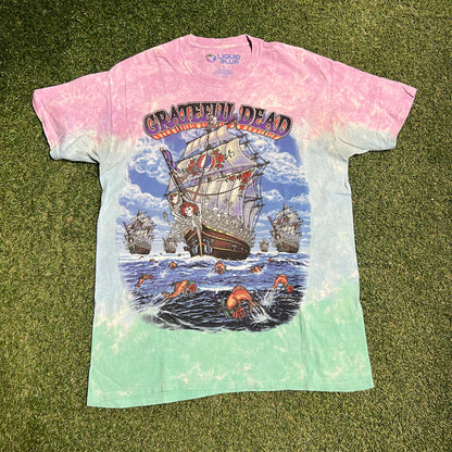 2020s Grateful Dead Pirate Boat Ship of Fools Tie Dye Tee Size Large USED v16268