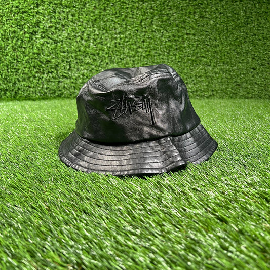 Stussy Black Leather Bucket Hat NEW x15907