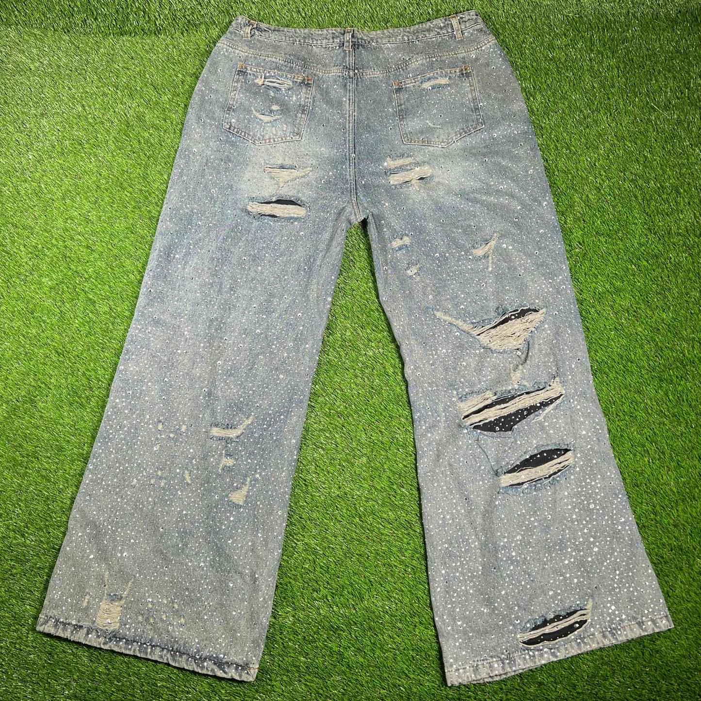Vale Rhinestone Thermal Lined Blue Jeans Size 38 USED x14920