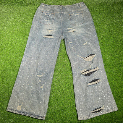 Vale Rhinestone Thermal Lined Blue Jeans Size 38 USED x14920
