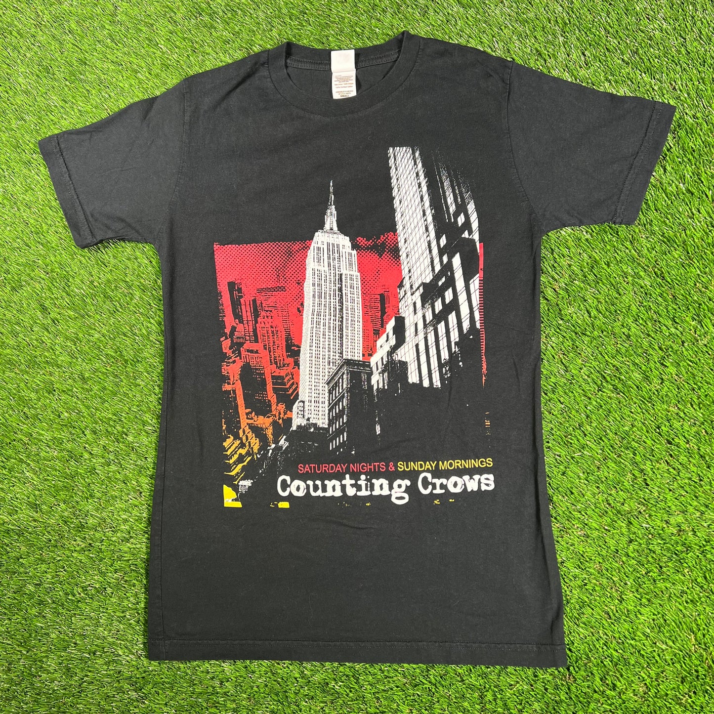 2008 Counting Crows Saturday Nights Empire State Black Tee Size Small USED v17169