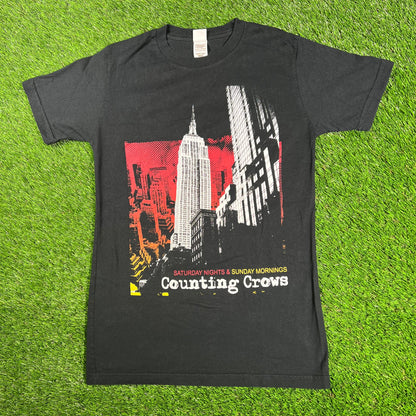 2008 Counting Crows Saturday Nights Empire State Black Tee Size Small USED v17169