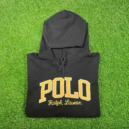 Polo Ralph Lauren College Logo Black Hoodie Size XL USED v17859