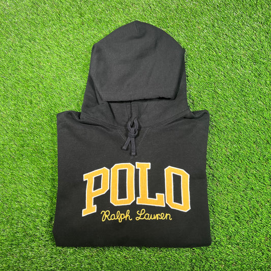 Polo Ralph Lauren College Logo Black Hoodie Size XL USED v17859