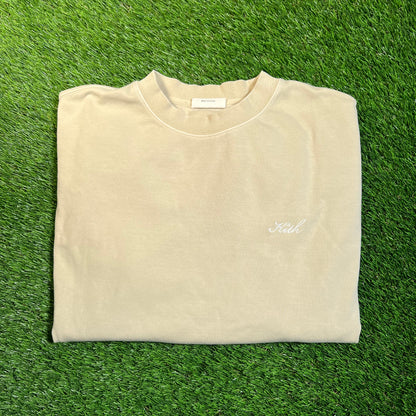 Kith Script Logo Luxe Beige Longsleeve Size Medium USED x16861