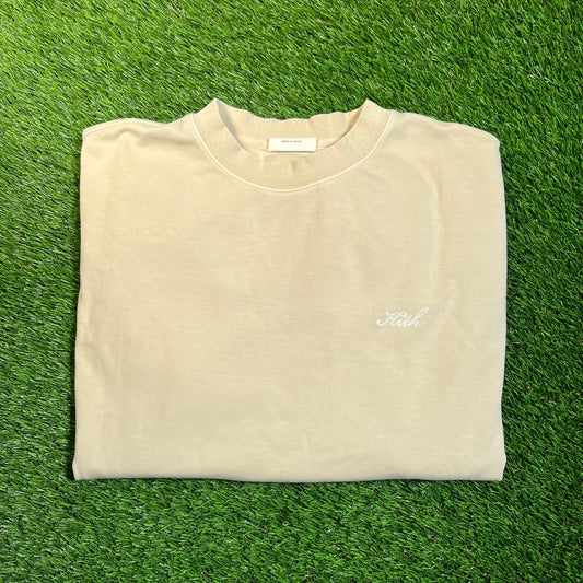 Kith Script Logo Luxe Beige Longsleeve Size Medium USED x16861
