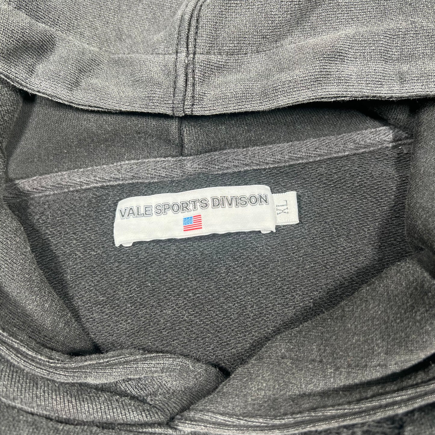 Vale Sports Division "Valley Dreams" Washed Black Distressed Hoodie Size XL USED x14849