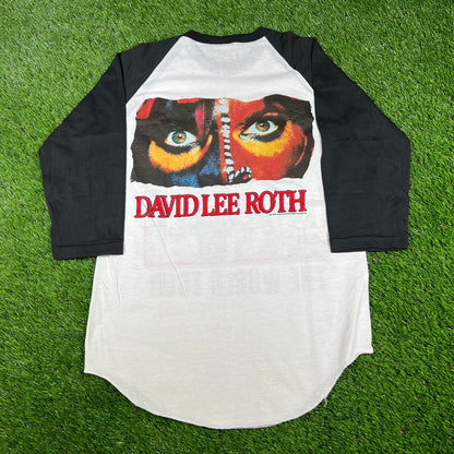 1996 David Lee Roth World Tour White Baseball Tee Size Medium USED v16613