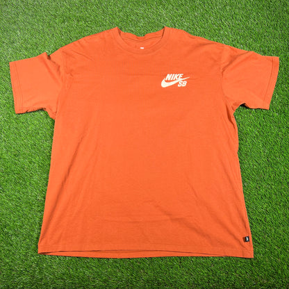 Nike SB Simple Logo Orange Tee Size XL USED v18096