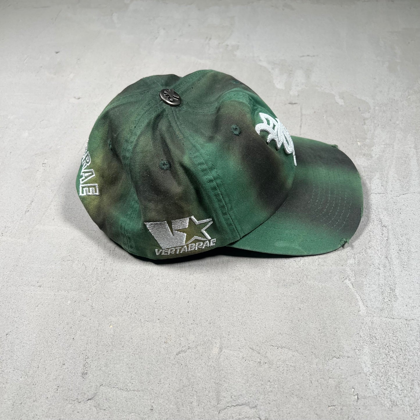 Vertebrae Distressed Green Hat USED x17393