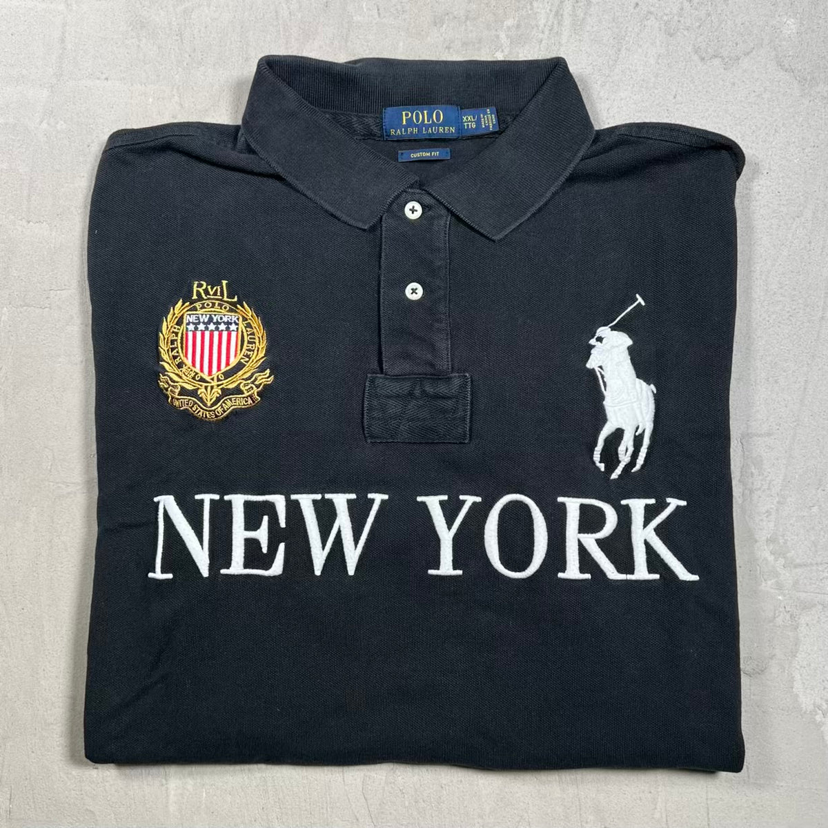 Polo Ralph Lauren New York Black Polo Size XXL USED v20065