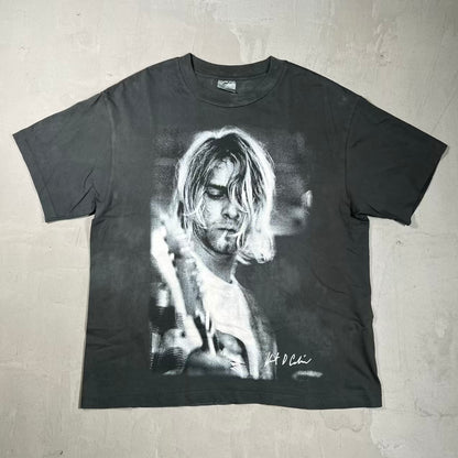Kurt Cobain Big Portrait Grey Tee Size Medium USED v20186