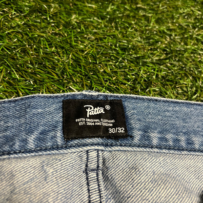 Patta Question Mark Blue Denim Jeans Size 30 USED x14160