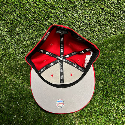 2012 New Era Texas Rangers 40th Anniversary Red Hat Size 7 5/8 USED v16167