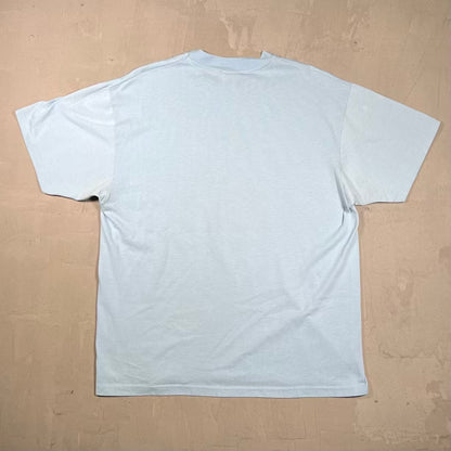 1990s "I Don't do Mornings" Light Blue Tee Size Large USED v20401