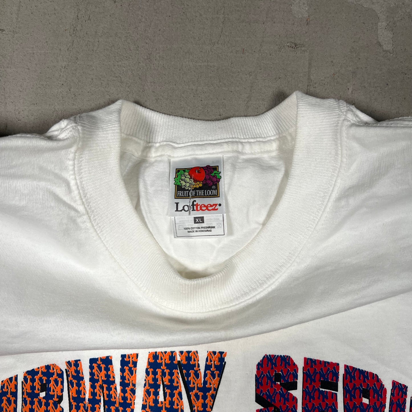 2000 Yankees Mets Subway Series Champs White Tee Size XL USED v19215