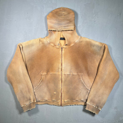 GV Gallery Raspberry Hills Waffle Dyed Heavy Thermal Zip Up Hoodie Size Small USED x17203