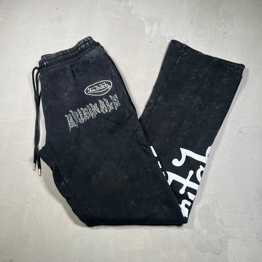 Von Dutch Black RhineStone Sweatpants Size Large USED x17240