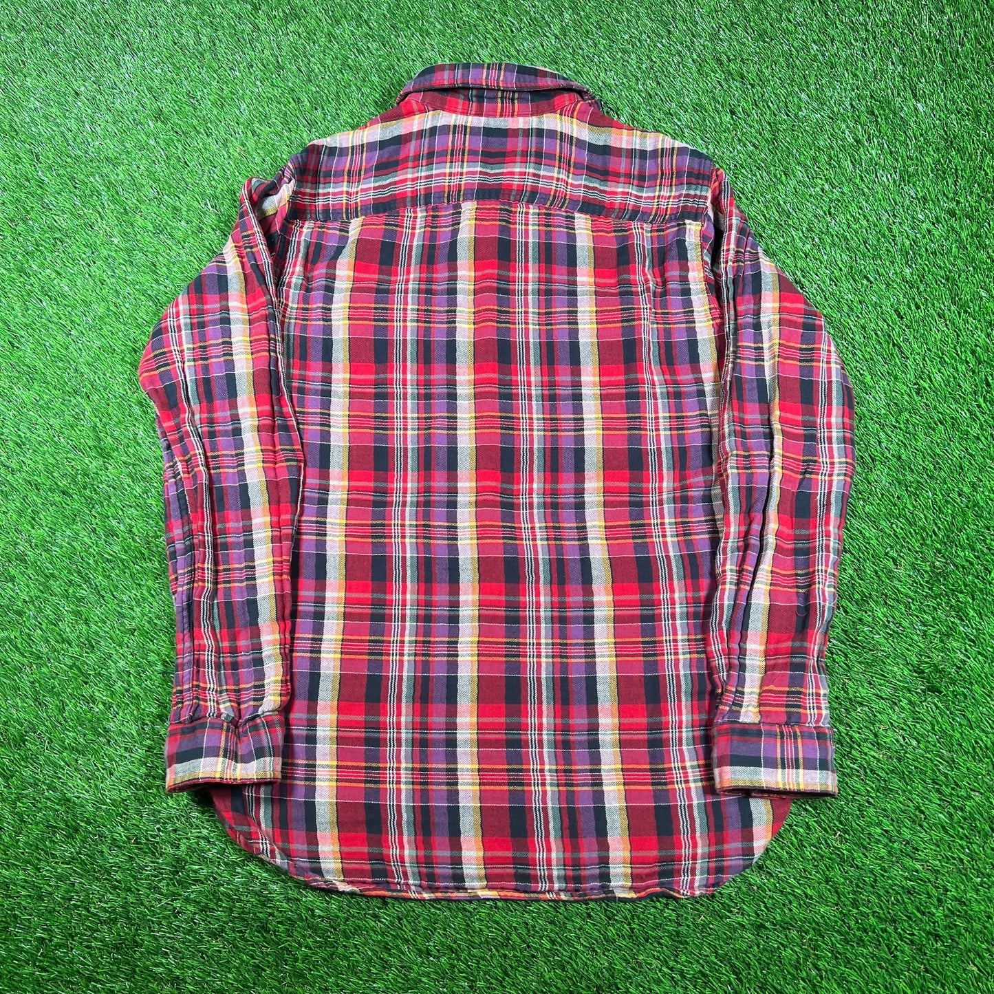 Y2K Red Plaid Flannel Longsleeve Button Down Size Medium USED v17874