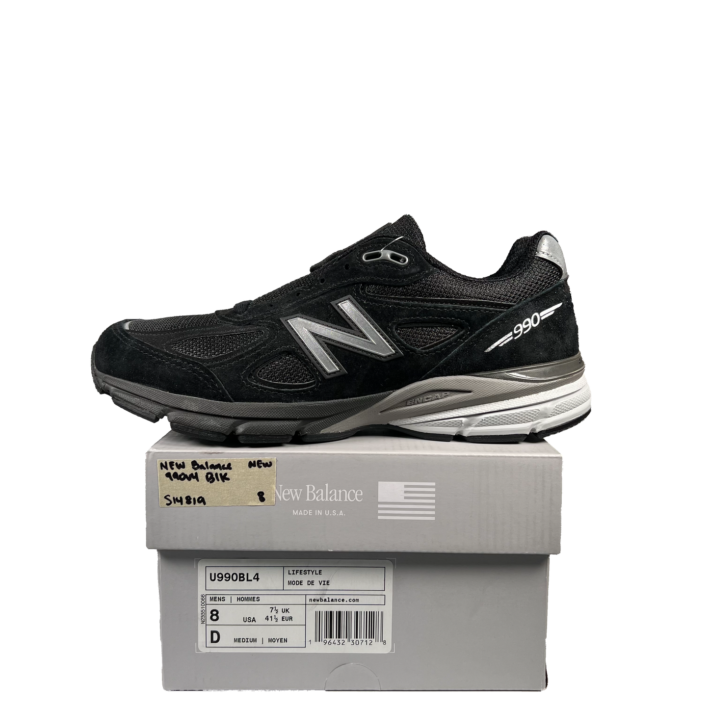 New Balance 990v4 Miusa Black Silver Size 8 NEW s14819