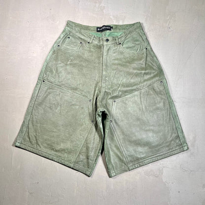 GV Gallery Green Leather Baggie Shorts Size Small USED x17505