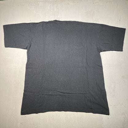 1990s Chicago Bulls Flaming Dunking Ball Black Tee Size XL USED v17807