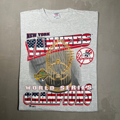 1996 New York Yankees World Series Trophy Grey Tee Size XL USED v18892