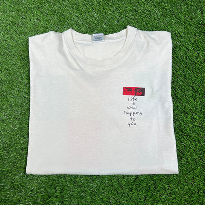 1990s White John Lennon Art Tee Size Large USED v16589