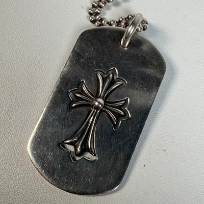 Chrome Hearts Stearling Silver Dog Tag Necklace USED x18501