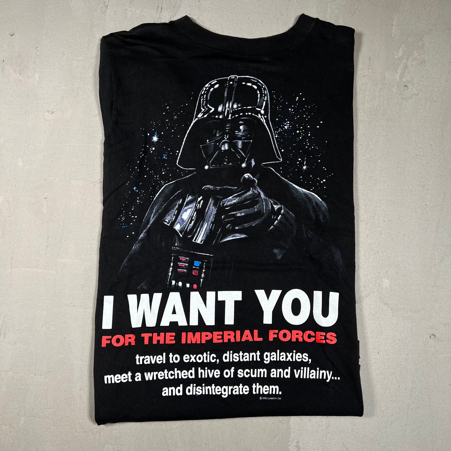 Starwars I want you tee Dark Vader 1996 Size Small USED v4073