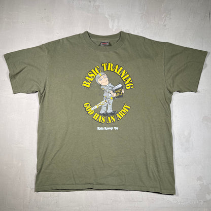 1990s Basic "God" Training Green Tee Size XL USED v19070
