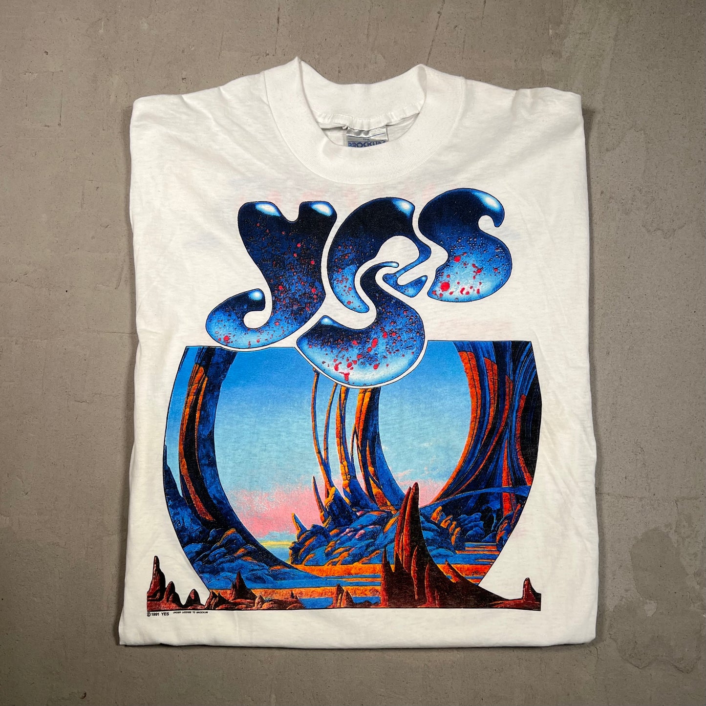 1991 YES Union Tour White Tee Size Large USED v16610