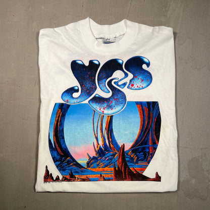 1991 YES Union Tour White Tee Size Large USED v16610