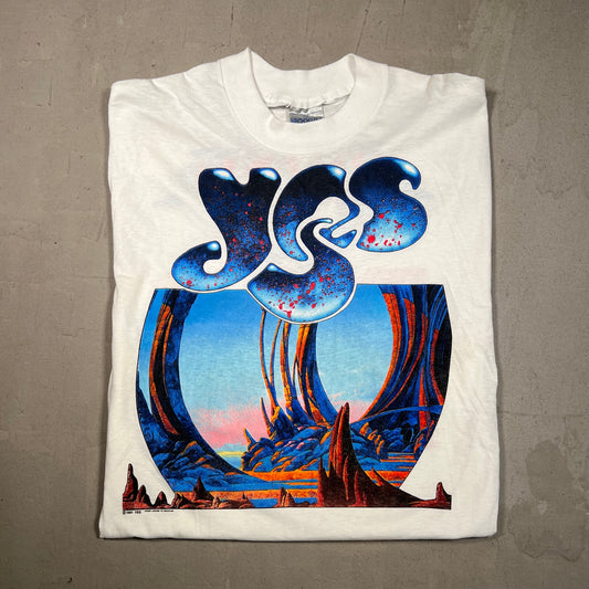1991 YES Union Tour White Tee Size Large USED v16610