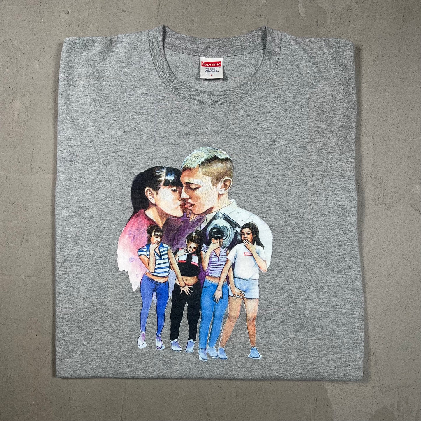 Supreme Kiss Tee Grey (2017) Size Large USED x17358