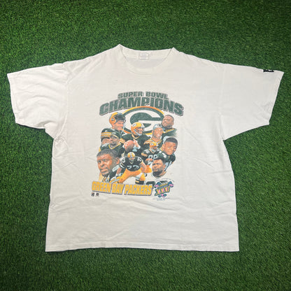 1997 Starter Green Bay Packers Super Bowl XXXI Champions White Tee Size Large USED v18493
