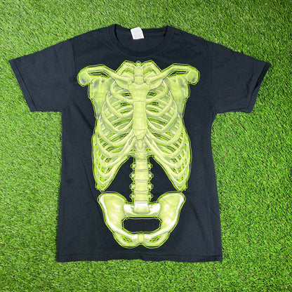 Skeleton Black Glow in the Dark Tee Size Small USED v16662