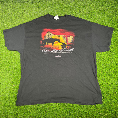 "On the Trail" Black Catholic Psalms Tee Size XXL USED v16847
