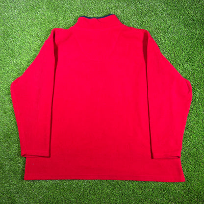 2000 Looney Tunes Embroidered Half Zip Red Fleece Size XXL USED v17046