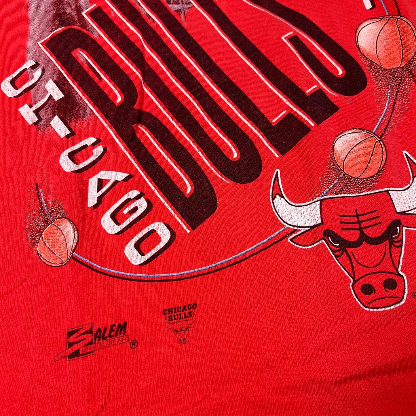 1990s Chicago Bulls Aerial Assault Salem Tag Red Tee Size XL USED v16741