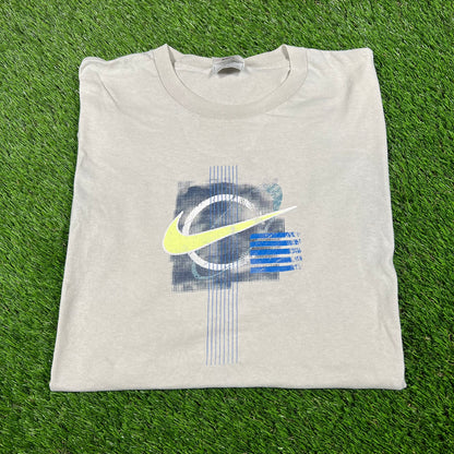 1990s Nike White Tag Grey Tee Size XL USED v16818