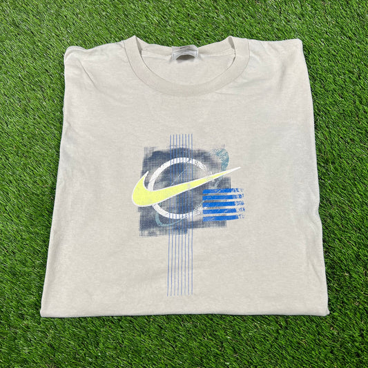 1990s Nike White Tag Grey Tee Size XL USED v16818