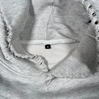 GV Gallery Ripped Trashed Grey Pullover Hoodie Size Small USED x17 031