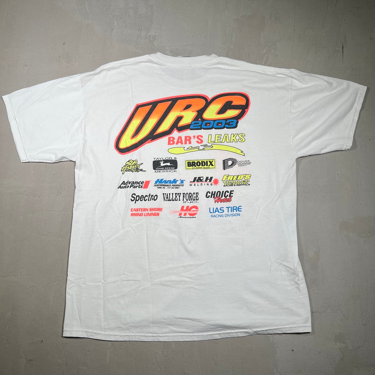 2003 URC White Drag Racing Tee Size XL USED v17343