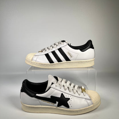 Adidas x Bape Superstar 80s White Black (2021) Size 7.5 USED s17838