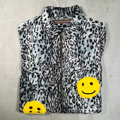 Cactus Plant Flea Market CPFM Ranch Grey Leopard Fleece Zip Up Jacket (2021) Size 4 (XL) USED x18886