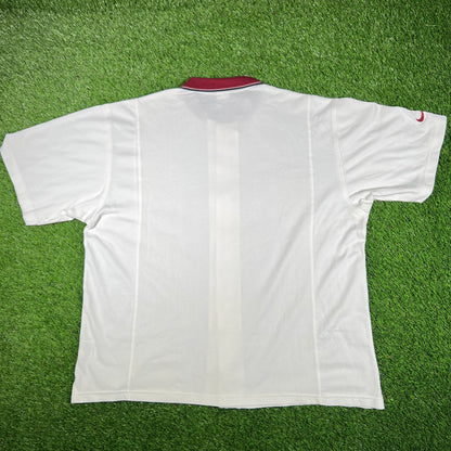 1990s Nike Challange Court White Polo Tee Size XL USED v17094