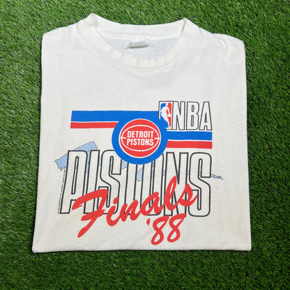 1988 Detriot Pistons Finals White Tee Size XL V16546